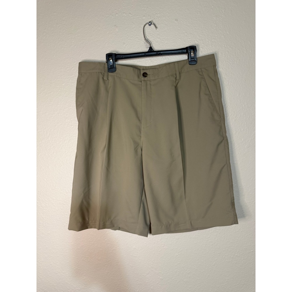 Adidas Climalite Golf Shorts Mens 36 Khaki Tan Pleated Performance Athletic
